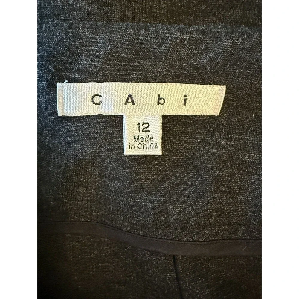 CAbi Miranda Ponte Knit Pencil Skirt Sz 12 Charcoal Heather Gray Bossy Career